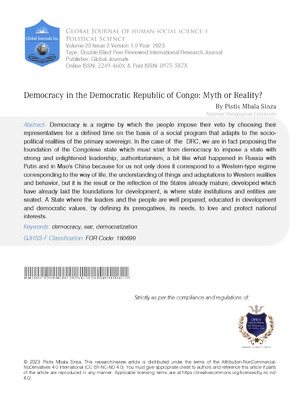Democracy in the Democratic Republic of Congo: Myth or Reality?