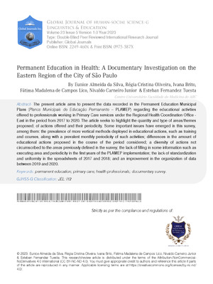 Permanent Education in Health: A Documentary Investigation on the Eastern Region of the City of São Paulo