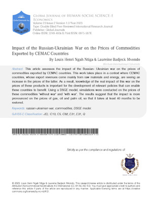 Impact of the Russian-Ukrainian War on the Prices of Commodities Exported by CEMAC Countries
