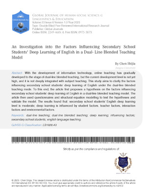 An Investigation into the Factors Influencing Secondary School Students Deep Learning of English in a Dual-Line Blended Teaching Model