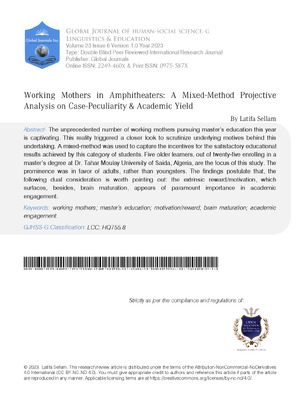 Working Mothers in Amphitheaters: A Mixed-method Projective Analysis on Case-peculiarity