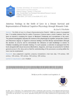 Amorous Feelings in the Strife of Love in a Dream Survival and Representation of Medieval Cognitive Physiology through Monastic Code