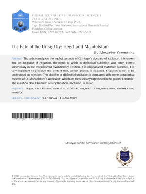 The Fate of the Unsightly: Hegel and Mandelstam