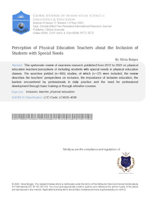 Perception of Physical Education Teachers about the Inclusion of Students with Special Needs