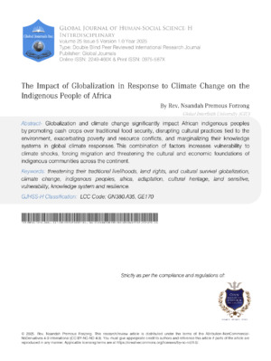 The Impact of Globalization in Response to Climate Change on the Indigenous People of Africa