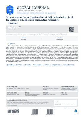 Taxing Access to Justice: Legal Analysis of Judicial Fees in Brazil and the Dialectics of Legal Aid in Comparative Perspective