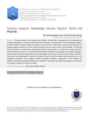 Teaching Grammar: Relationship between