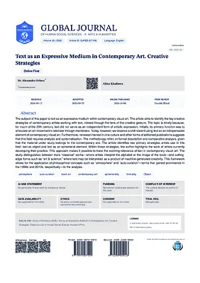 Text as an Expressive Medium in Contemporary Art. Creative Strategies