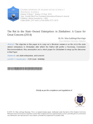 The Rot in the State Owned Enterprises in Zimbabwe: A Cause for Great Concern (2013-14)