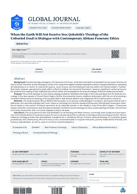 When the Earth Will Not Receive You: Qoheleth's Theology of the Unburied Dead in Dialogue with Contemporary African Funerary Ethics